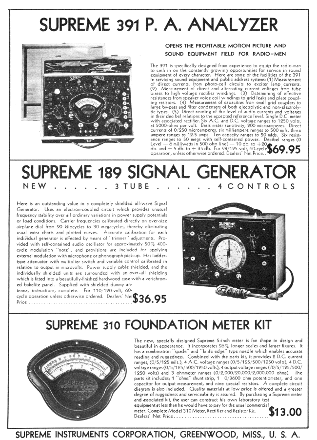 Supreme 391 PA Analyzer, 189, 310 Meter Kit