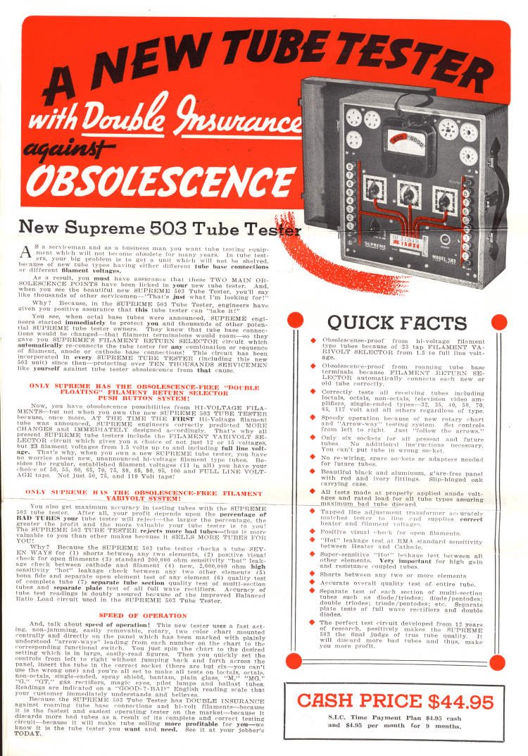 Supreme 503 Tube Tester