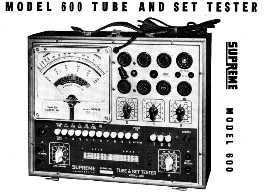 Manual & Test Setup Chart for Superior Instruments Co SICO Model 85 Tube Tester 