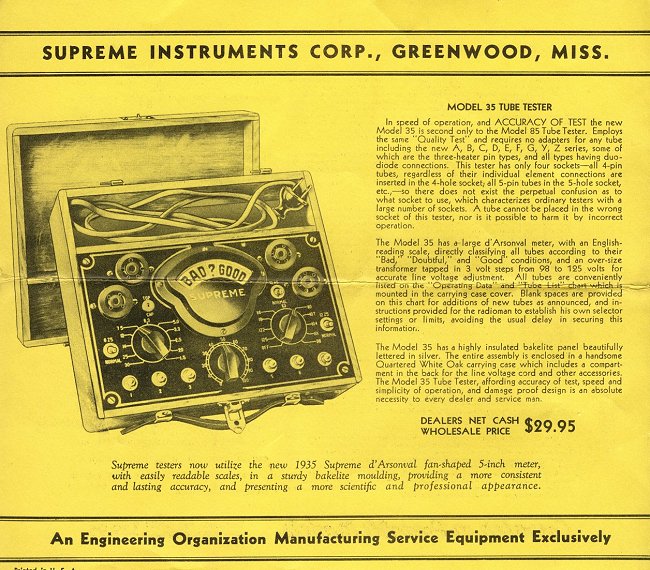 Supreme Model 35 Tube Tester