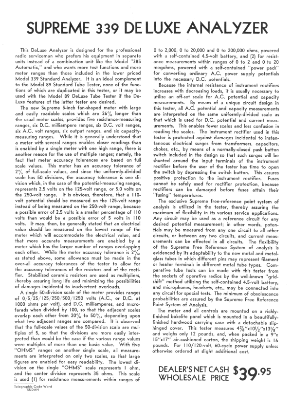 Supreme 339 Deluxe Analyzer