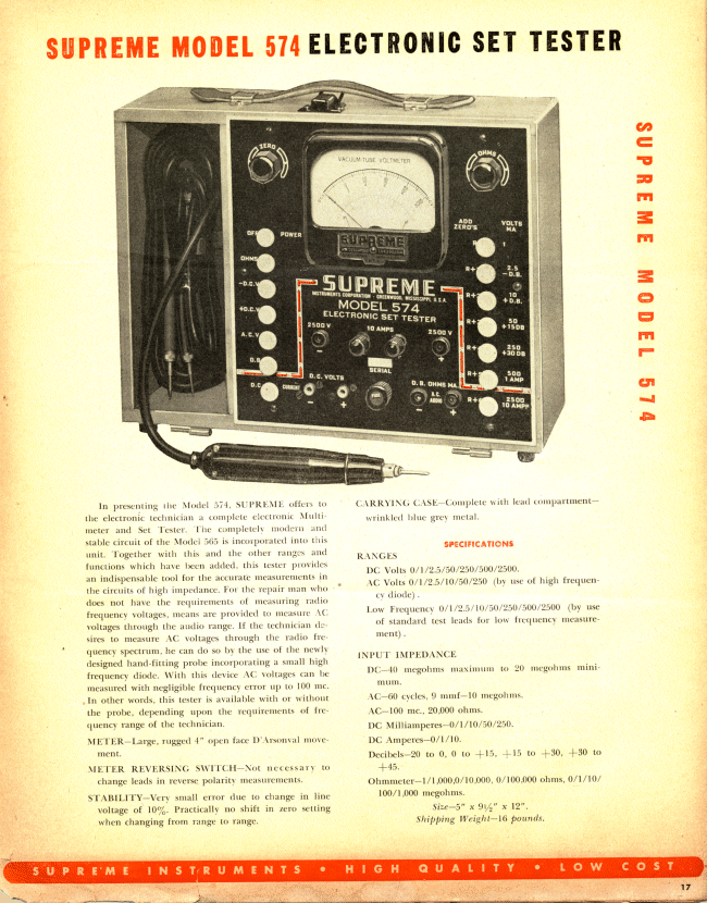 574 Electronic Set Tester